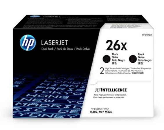 HP 26X 2-pack High Yield Black Original LaserJet Toner Cartridges