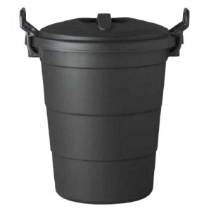 Refuse Bin / Black Plastic Refuse Bin 70L - Pack of 5