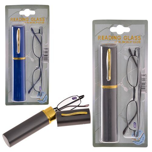 Bulk Pack of 2x Square Framed Reading Glasses with Case Blister