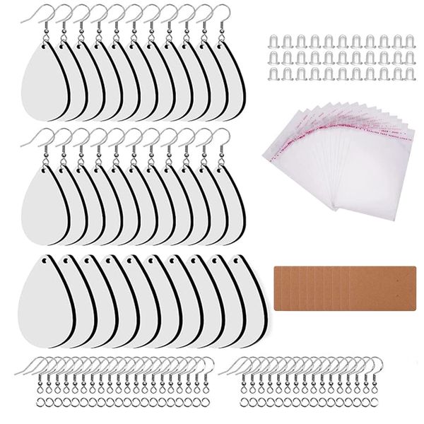 250 Pieces/Set Sublimation Earring Blanks with Earring Hooks &amp; Jump Rings
