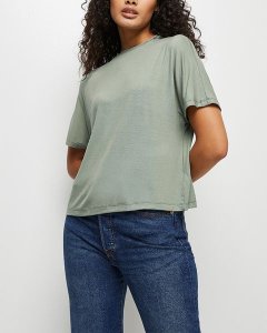 Women's Edit Viscose Grown On Sleeve Tee - Fatigue