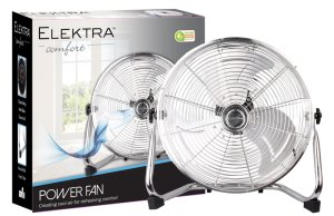 Elektra 36 cm Power Floor Fan - Silver, Adjustable, Oscillating, 3-Speed