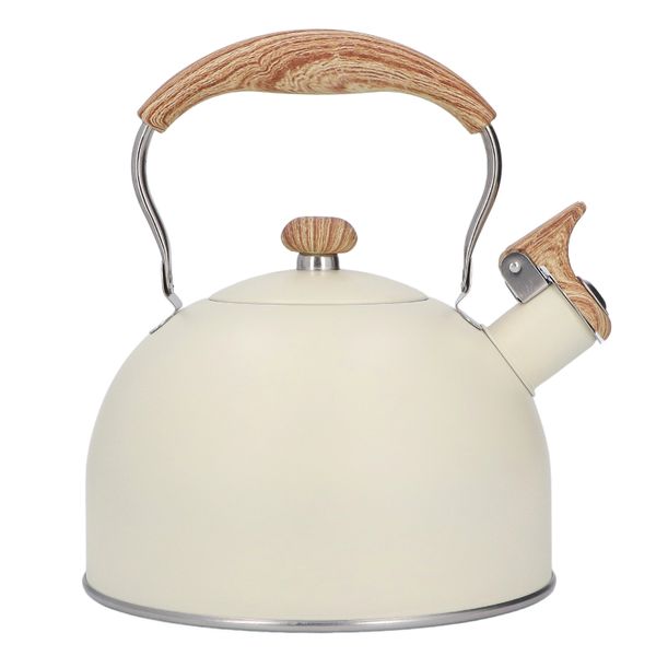 Beige Stainless Steel Whistling Tea Pot - 2.5L