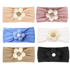 6PCS Baby Headbands Flower Hairbands Girls Nylon Soft for Newborn Infant