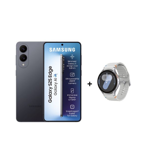 Samsung Galaxy S25 Edge 5G 256GB Black + Samsung Galaxy Watch7 44mm BT - Silver