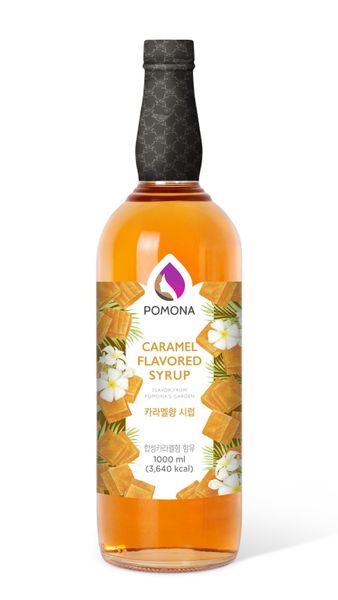 Caramel Flavoured Syrup 1 Litre For Coffees, Lattes &amp; Iced Lattes - Pomona