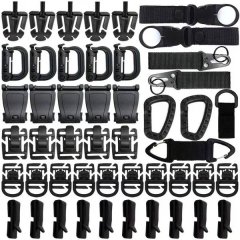 48 Pieces Mountaineering Buckles Set Outdoor Tactical Buckle Carabiners Kit