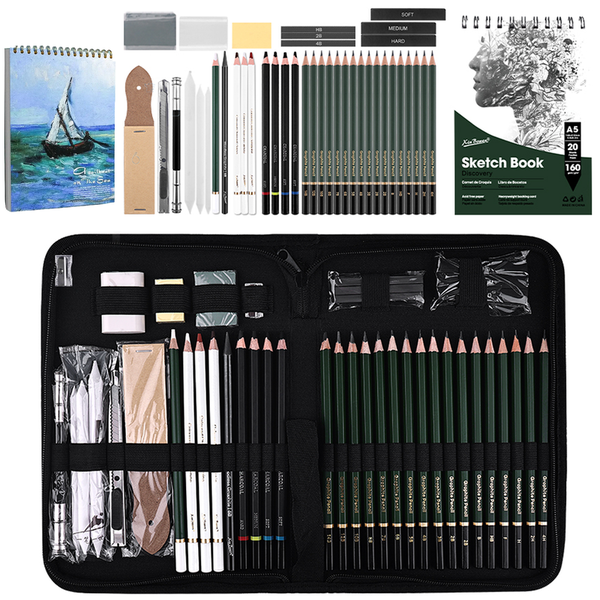 44PCS Sketch Kit,Painting Art Supplies With Sketch Paper,Charcoal Pencil.