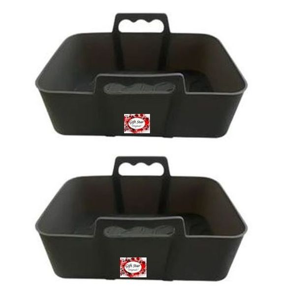 Silicone Airfryer Liner / Basket Rectangular 2 Pack Black Gift Star