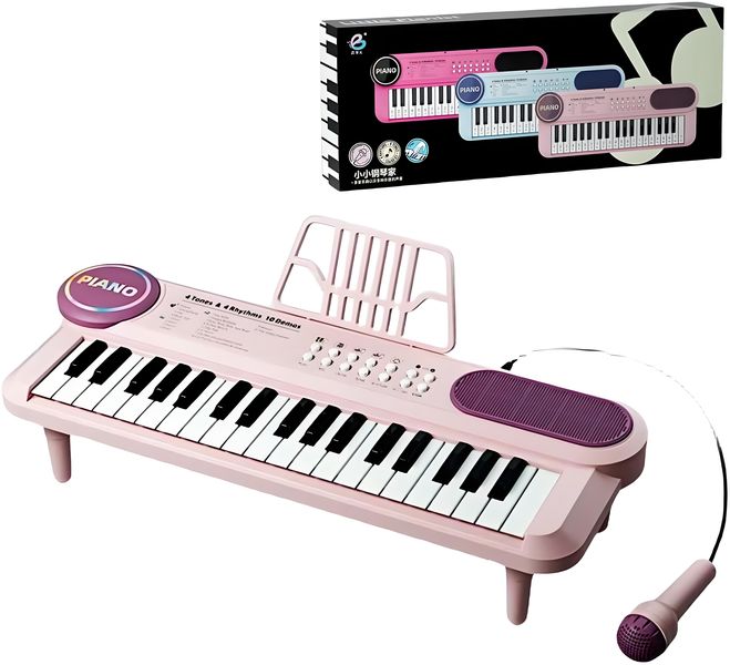 37 Keys Pink Electronic Piano Keyboard, Kids Music with Microphone
