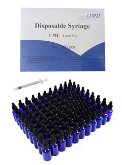 192 x 10ml Blue Medicine Bottles Tray - Aromatherapy w 100 x 1ml Syringes