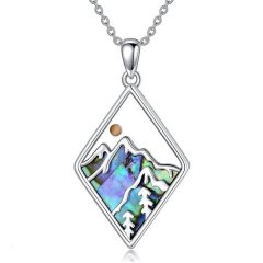 Mustard Seed Necklace, Mountain&amp;Rhombic, Stainless Steel, Inspiring Faith