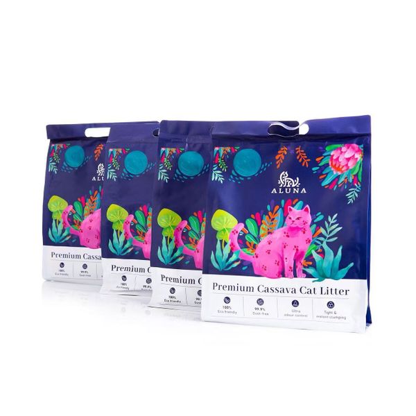 Aluna Premium Cassava Mixed Clumping Cat Litter 4 Bags
