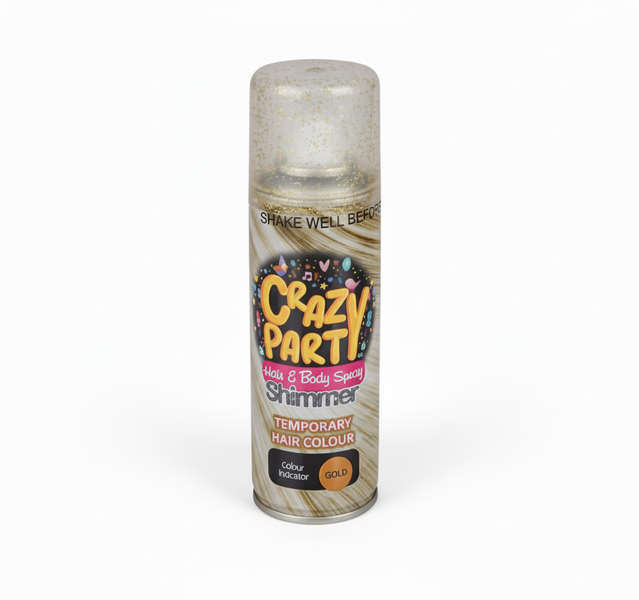Crazy Party Glitter Hair Spray 90 ml - Gold Shimmer for Events