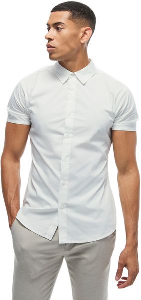 boohooMAN - Men's Short Sleeve Stretch Fit Shirt - White
