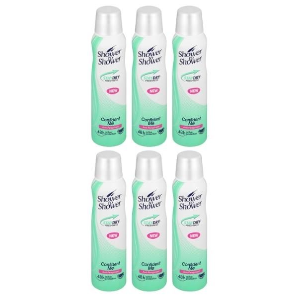 Shower To Shower - Ladies Anti-Perspirant 150ml - Confident Me - Pack of 6