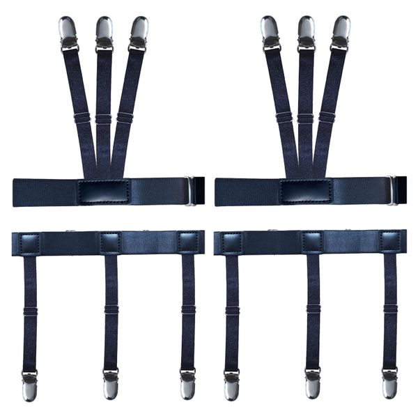 Men Shirt Stays with Adjustable Elastic Shirt Garter, Shirts Holder - 2 Pair