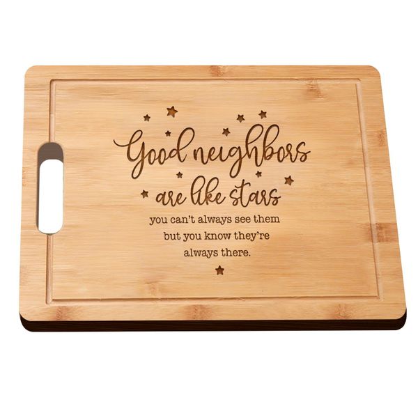 Bamboo Charcuterie Chopping Board with Handle Engraved Gifts for Neighbor