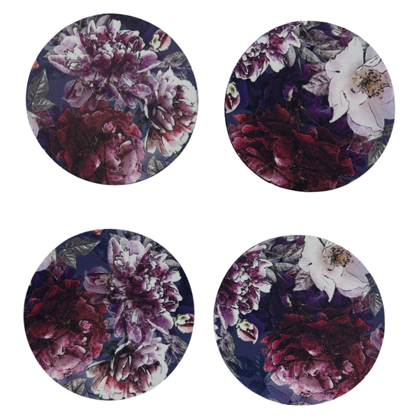 Floral Coasters with Rubber Backing