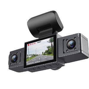 3-Channel GPS Dash Cam Black Box &amp; Parking Recorder with Night Vision