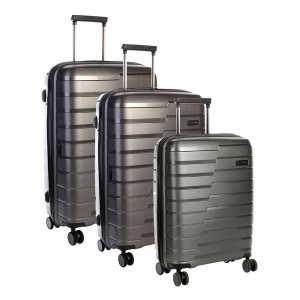 Cellini Microlite 4 Wheel Luggage Trolley Set of 3 - Charcoal