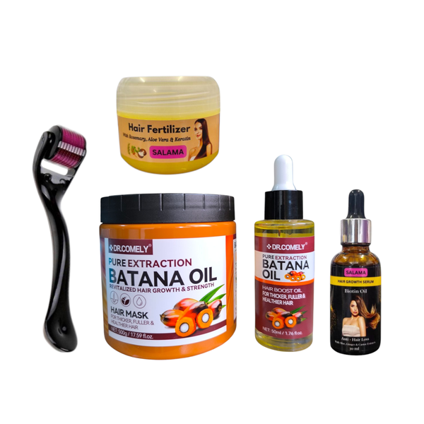 Batana Oil &amp; Biotin Oils with Mask &amp; Derma Roller Hair Growth Combo