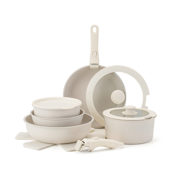 White Stainless steel Non-Stick 9 Piece Cookware Set
