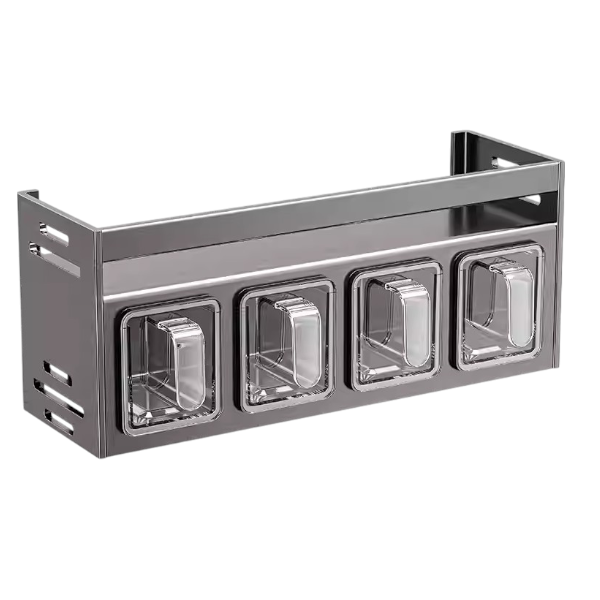 Wall-Mounted Stainless Steel Spice Rack - Silver