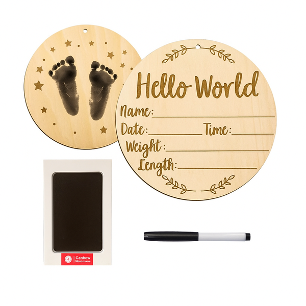 Baby Announcement Board with Inkpad and Pen for Newborn Baby Arrival