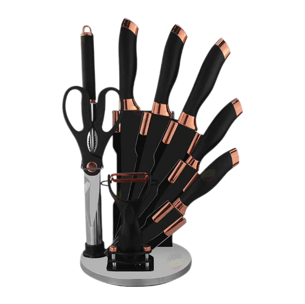 Haus Roland Black &amp; Rose Gold 9 Piece Knife Set