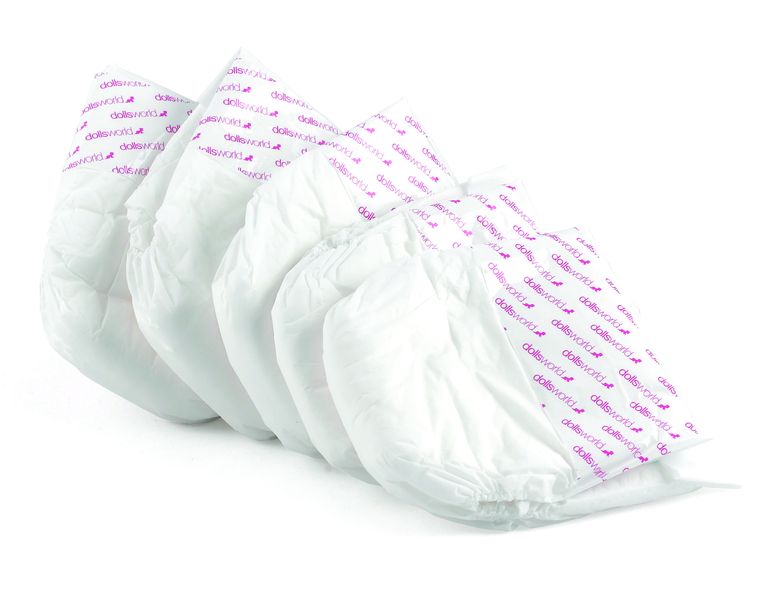 Baby Doll Nappies 5-Pack Diapers - Pretend Play Accessories