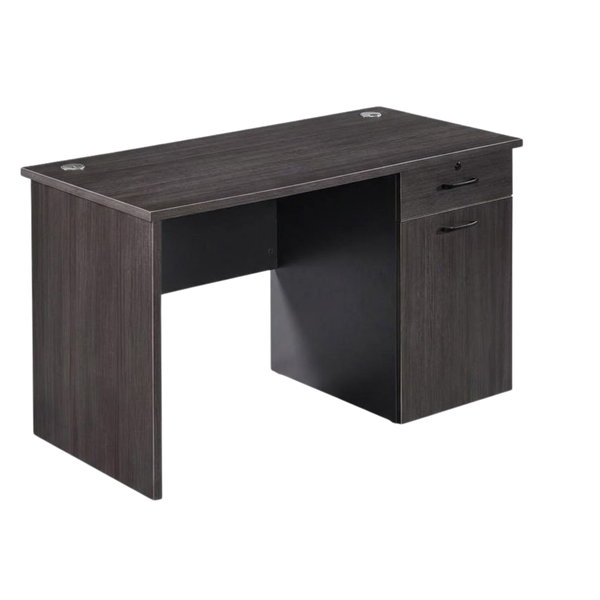 Modern Dark Wood Executive Office Desk with Built-in Storage