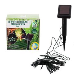 Garden String Lights - Solar - White - 50 LED - 5 m - 5 Pack