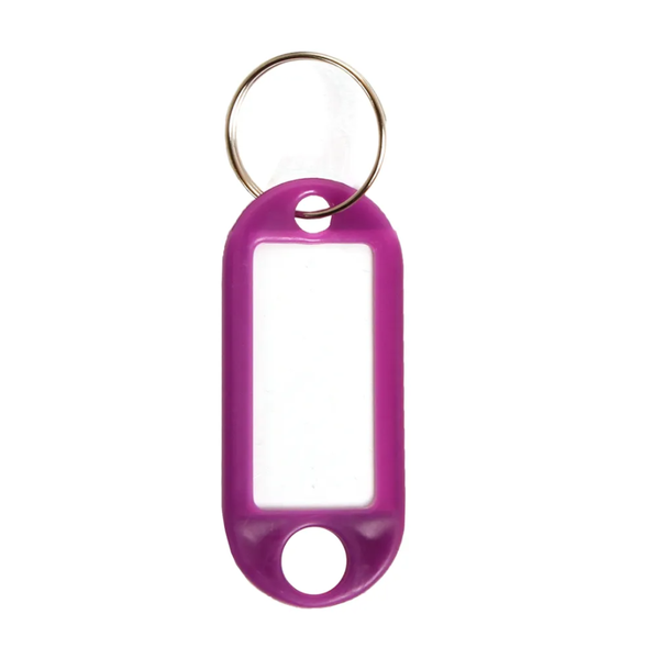 PrimeLine - Soft Type Plastic Key Ring Tags - Purple x 20