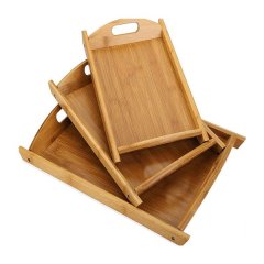 Bamboo Wood Serving Tray Set of 3