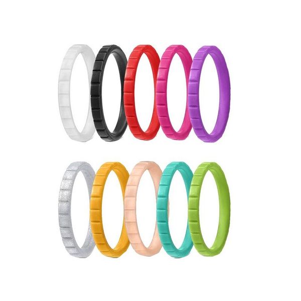 Silicone Ring 10 Set Ladies Ridge Size 7