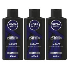 NIVEA MEN Deep Impact Body Lotion with Black Carbon, 400ml, Pack of 3
