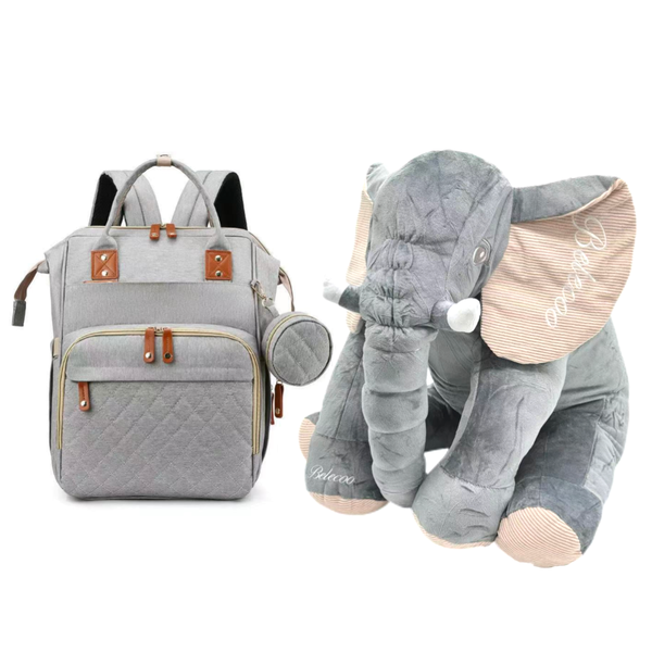 Belecoo Elephant Baby Pillow &amp; Multi-Functional Nappy Bag Combo