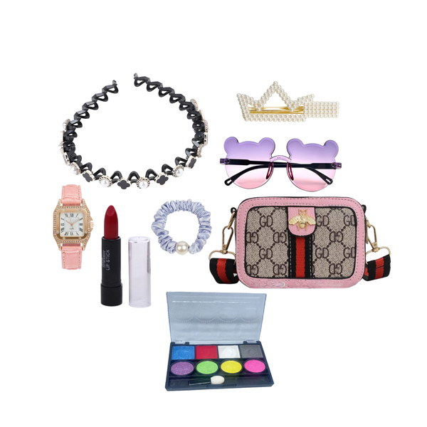 8 Piece Little Girls Play Dress-Up Beauty Make-Up Kit Set