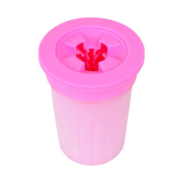Portable Silicone Pet Foot Cleaning Brush Cup - Pink