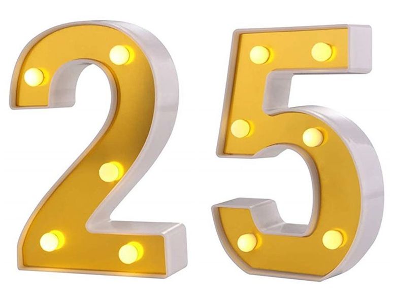 Gold Plastic Number 25 Tabletop LED