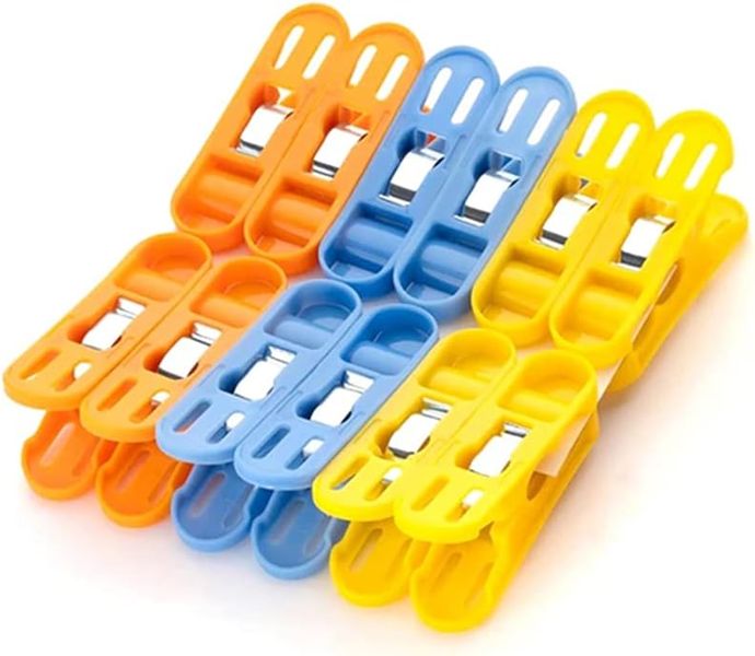 Sulfar Cloth Drying Non-Slip Light Plastic Clips (Multicolour) (Pack of 12)