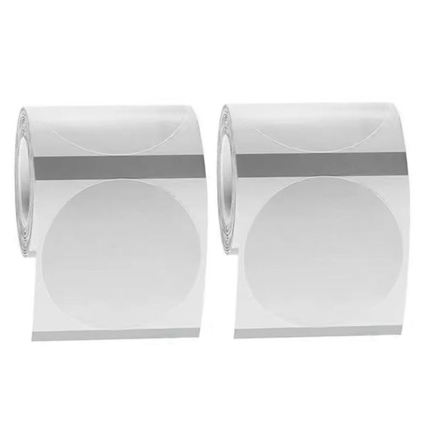 2 Rolls of 5cm x 5cm Round Transparent Thermal Labels - 300 Sheets