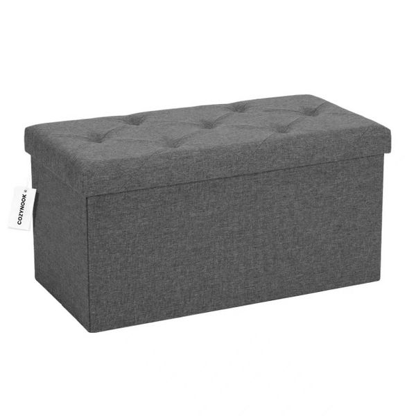COZYNOOK -Foldable Storage Ottoman Bench with Cushioned Top, 300kg Capacity