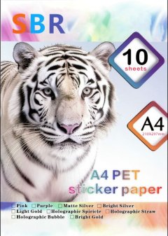 SBR Printable A4 Vinyl Sticker Papers - 10 Sheets - Bright Silver