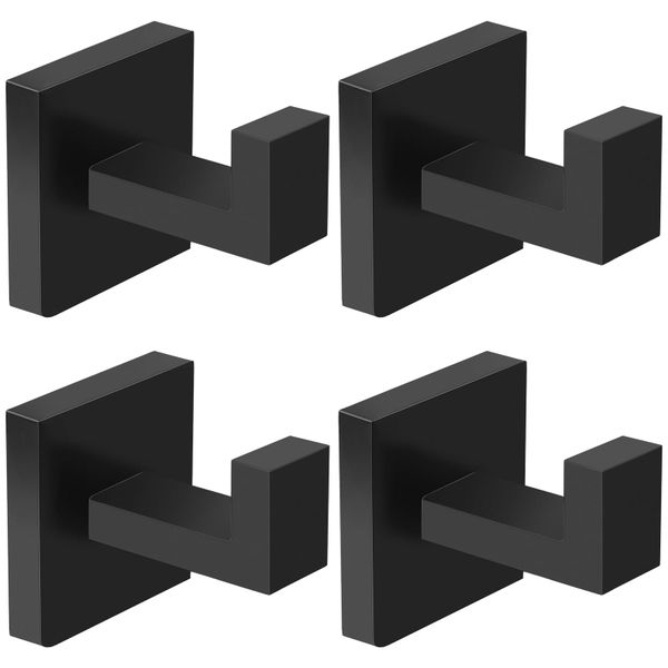 4 Pack Stainless Steel Heavy Duty Towel Hooks - Wall Mount for Bathroom