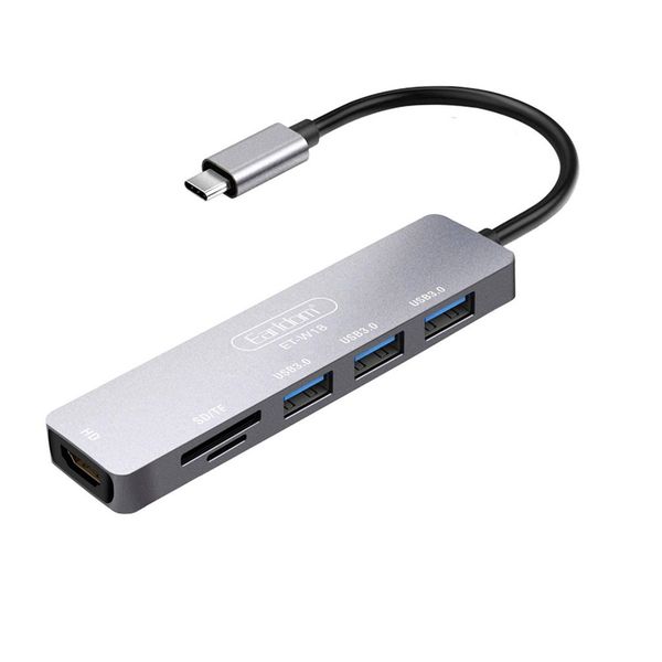 Earldom 6 in 1 Type-C Multiport Adapter (4K HDMI, USB 3.0 &amp; SD CARD)