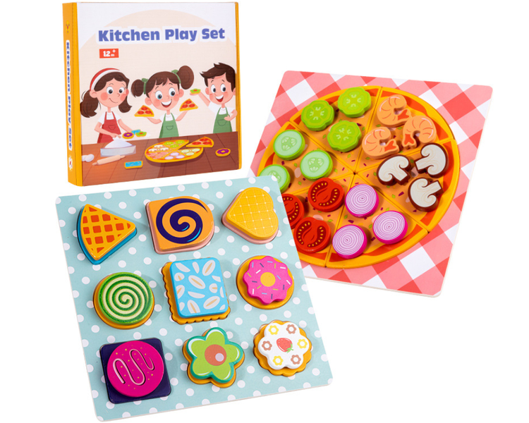 MorFansi Wooden Fine Motor Pizza Cookie Puzzle For Preschool Kindergarten