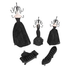("Black Jewelry Display Stand Set w/ Heel &amp; Sofa for Necklaces, Earrings, Bracelets &amp; Rings")