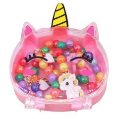 6 Pcs Girls Jewelry Set Cartoon Unicorn Pearl Necklace Bracelet Set Kids